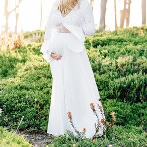 Lulus Enchanted Evening White Lace Maxi Dress